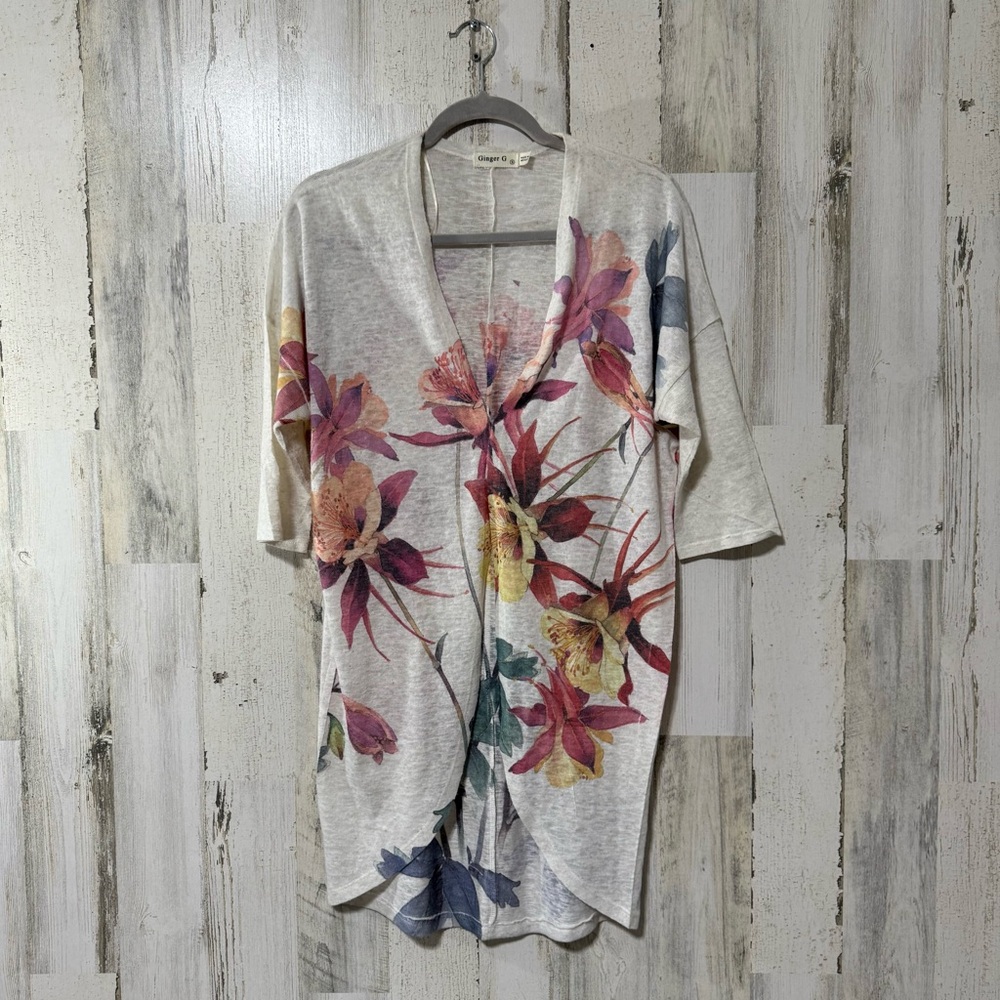 Ginger G Cream Floral Women's Cardigan